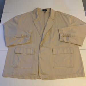 DKNY Jeans Women's Oversized Cotton Twill Blazer Jacket Beige / Tan Size 2X